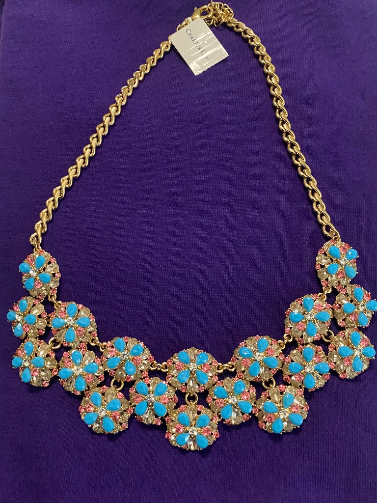 Ladies Necklace Gold Turquoise 20$